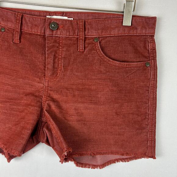 Carve Designs Oahu Relaxed Boyfriend 4" Inseam Burnt Orange Corduroy Shorts 6 - Picture 3 of 9
